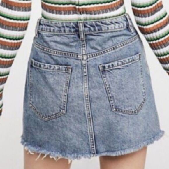 Free People Womens Y2K Denim Mini Skirt Size 28 Jean Coquette Girlie - Picture 2 of 8